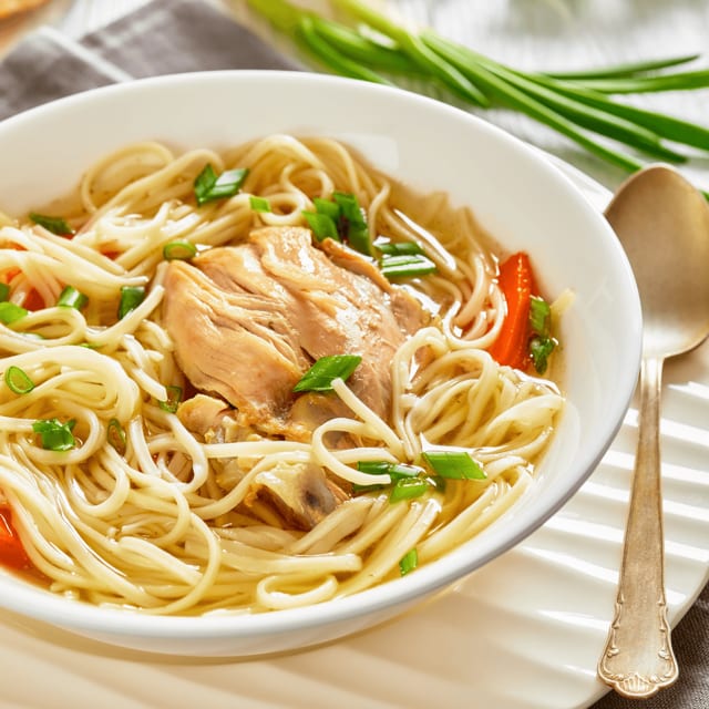 Sliced Chicken Noodle Soup.